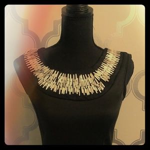 *Needs Repair* Black Silver Dress Beaded Neckline